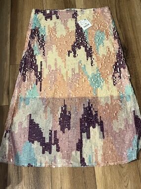 Zara Sequin A-Line Skirt in Purple, Peach & Aqua